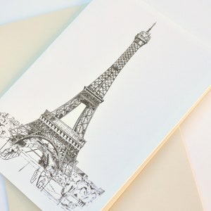Greeting Card Vintage Autumn in Paris Cityscape Eiffel Tower