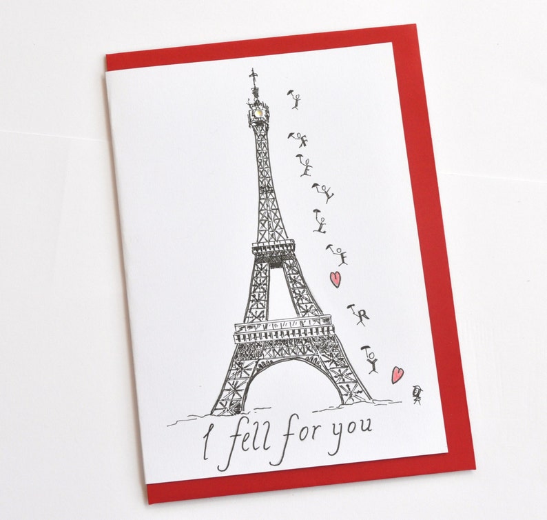 French Valentine Paris Greeting Card Eiffel Tower Love Etsy