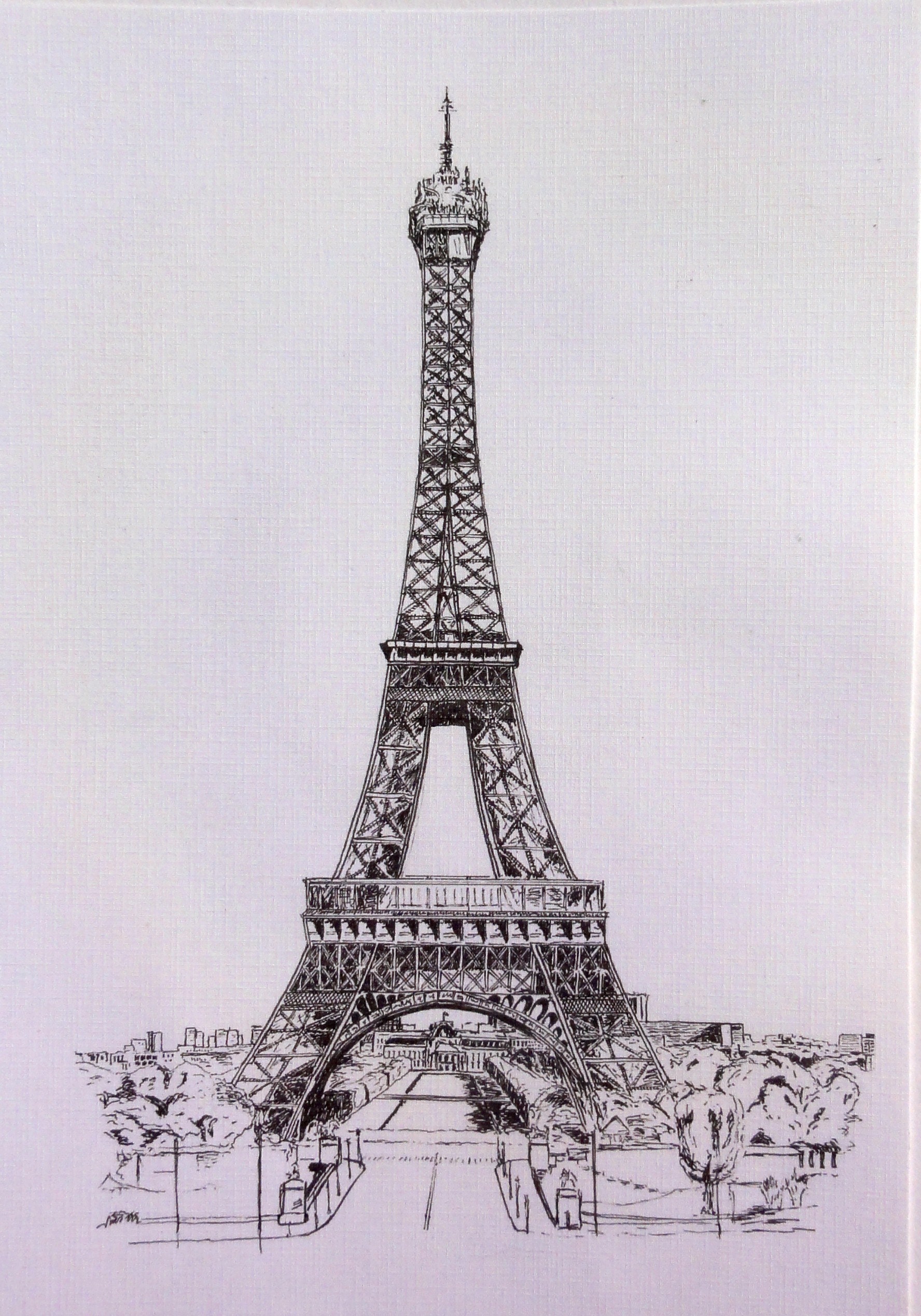 Detailed ink doodle of the eiffel tower
