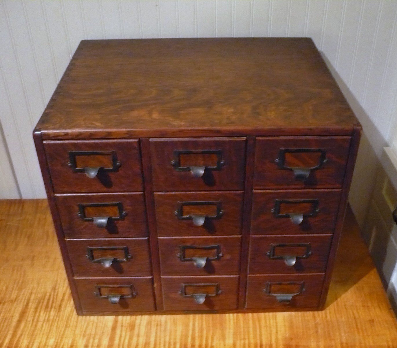 Library Card Catalog Antique Oak 12 Drawer File made Etsy