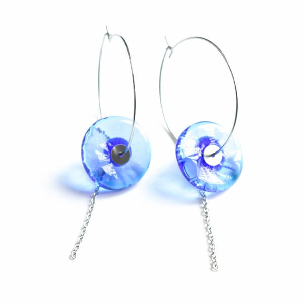 Boucles d'oreilles créoles en verre de Murano filé en acier inoxydable