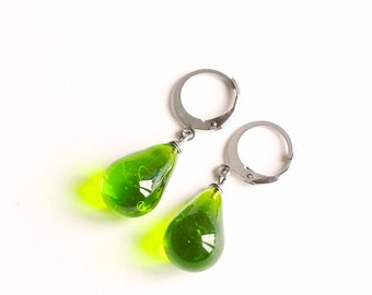 Lampwork glass drop earrings