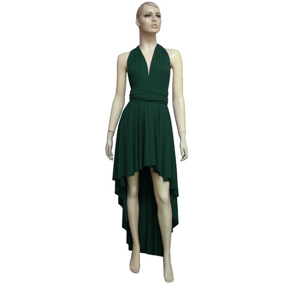 dark green high low dress