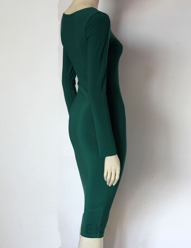 dark green pencil dress
