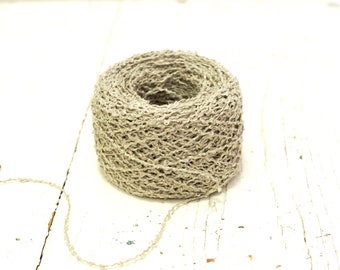 Natural grey linen boucle 50g/1,75oz. yarn for hand knittings, crochet, for women's sturdy summer handbag, jacket, durable thread