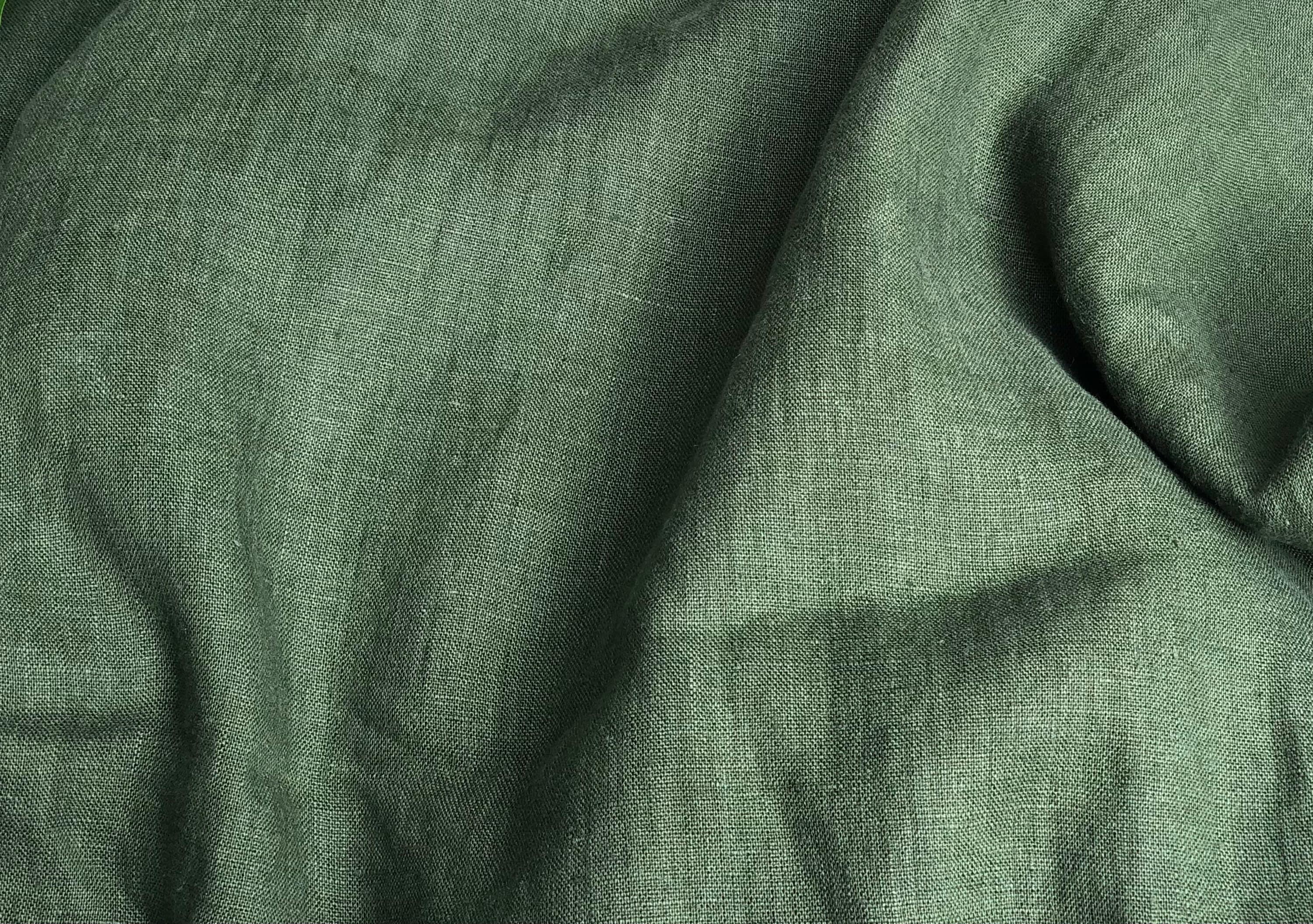Forest green linen fabric European linen fabric Stone Etsy