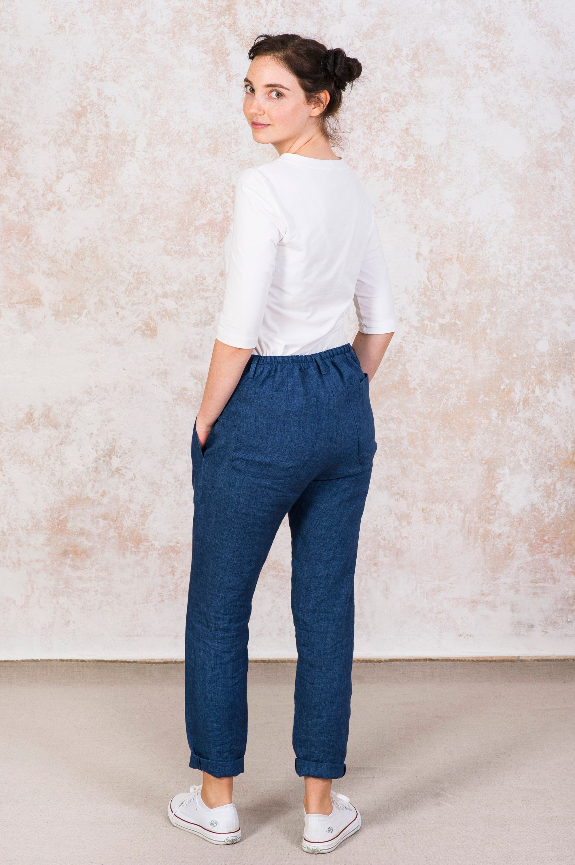 Skinny Linen Pants Womens Tapered Linen Pants With Front - Etsy UK