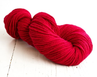 Bright Red Aran Wool Yarn: 100% New Zealand Wool, 100g