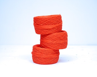 Vibrant Carrot Linen Yarn: Lace Knitting, Crochet - 50g/500m