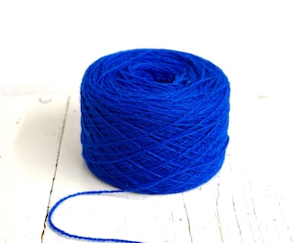 Royal blue wool 100g/3,50 oz., New Zealand fingering yarn, for pattern knitting, crochet, socks, plaids, baby blanket - 460 color