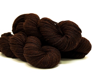 Dark Brown Wool Blend Yarn: Soft Sport Weight, 100g