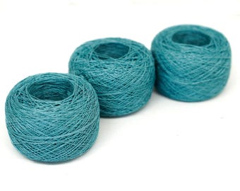 Mint Blue Linen Lace Yarn: 50g/500m, 2-Ply