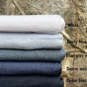 European linen fabric - white linen fabric - dusty blue linen - blue-grey melange linen - denim melange linen - space blue linen fabric