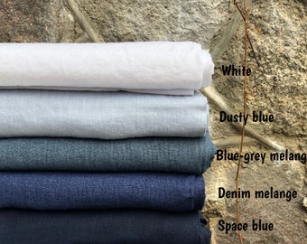 European Linen Fabric: Softened Middleweight, Various Blues & White
