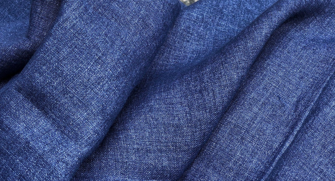 Denim Blue European Linen Fabric Stone Washed Linen Fabric Etsy