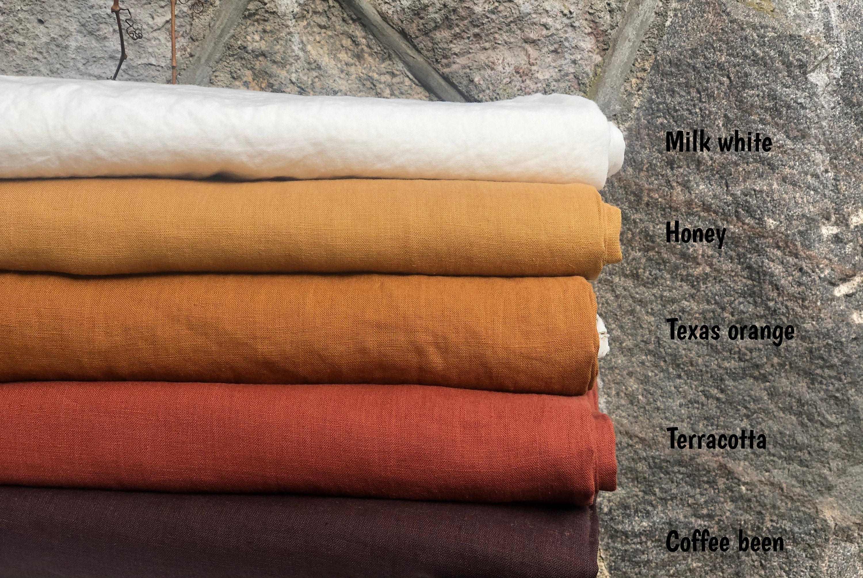 Sand color dyed linen fabric European linen fabric Stone | Etsy
