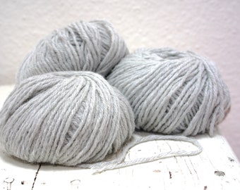 Grey fluffy Aran alpaca wool yarn blend - 40 alpaca/40 Wool/ 20 PO - for hats, scarves, children's autumn clothing, knitting and crocheting