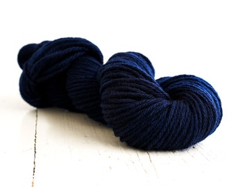 Fil de laine Aran bleu marine - 100 g/119 m - 100 % fil de laine de Nouvelle-Zélande - Tricot, crochet, laine à broder - Cardigan, fil de laine à carreaux