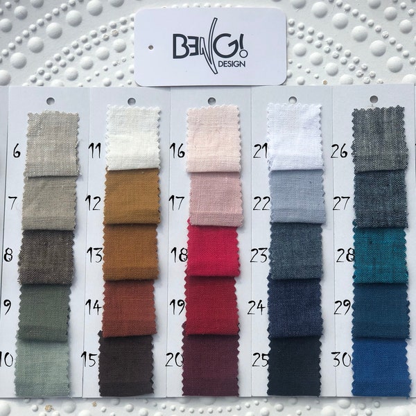 New linen fabric sample card - 35 colors of linen fabric - 100% linen fabric - Medium weight linen - Bengi design color card 2021