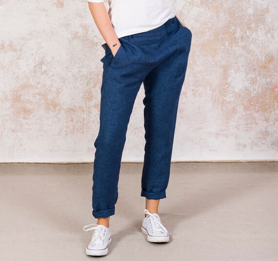 Skinny Linen Pants Womens Tapered Linen 