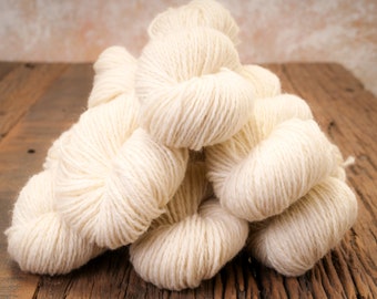 White New Zealand Wool Yarn: Undyed Sport Weight, 500g
