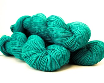 Electric Teal Wool Blend Yarn: Sport Weight, 100g