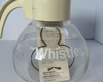 GEMCO THE WHISTLER Coffee Pot 8 Cup Glass Stove Top Kettle & Ring