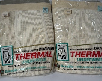 Vintage Kmart Men's Thermal Underwear Ankle Length Drawer Sz L Made in USA New