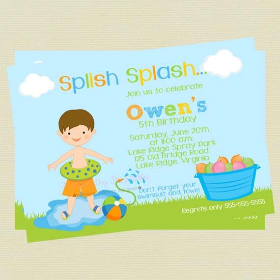 water play birthday invitation boy birthday invitation summer summer birthday invitation