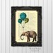 elephant print - elephant wall art - vintage dictionary art print home decor 