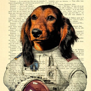 Wiener Dog Dachshund Astronaut Pattern Print Foldable Umbrella