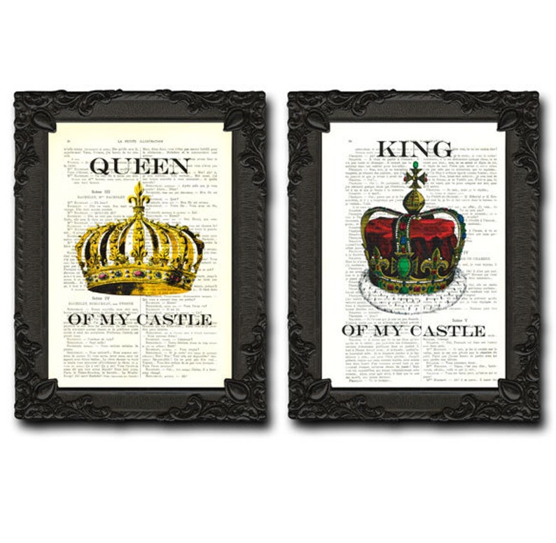 King and Queen Wall Decor His and Her Crown Print the Royals Etsy