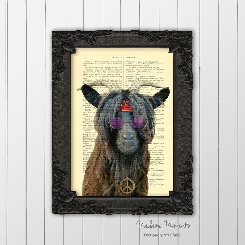 Goat Print Hipster Farm Animal Art Print Goat Wall Decor With Etsy