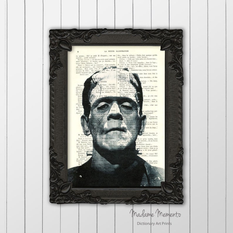 FRANKENSTEIN Art Print Horror Dictionary Art Print Black Etsy