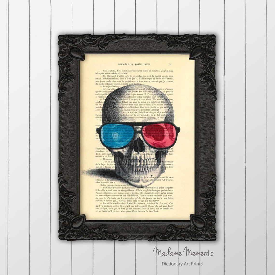 Skull With 3D Glasses Art Print Skull Movie Red Blue Glasses Etsy