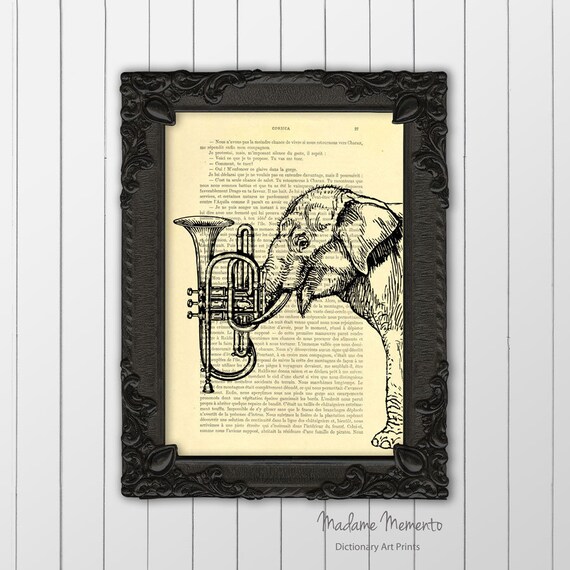 Elephant Trumpet Art Print Music Instrument Elephant Gift Etsy