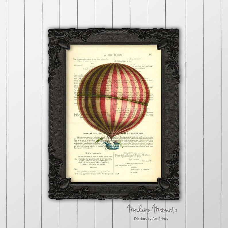 Hot Air Balloon Nursery Dictionary Art Print for Children Etsy