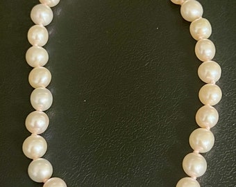 Vintage Pale Pink Genuine Pearls 10K Yellow Gold JCM Signed Clasp