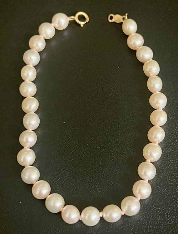 Vintage Pale Pink Genuine Pearls 10K Yellow Gold J