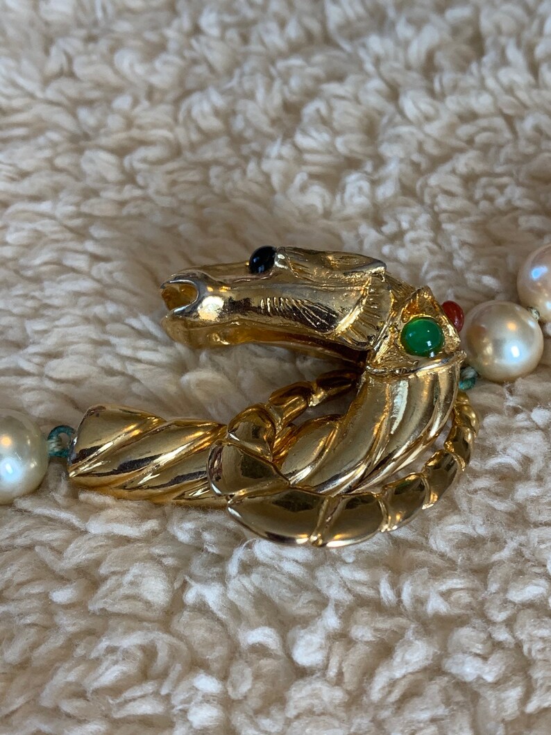 LES BERNARD Horse Head Faux Pearl Cabochon Necklace 3.22.2