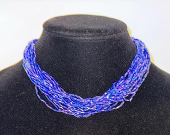 Vintage Blue Glass Beaded Necklace