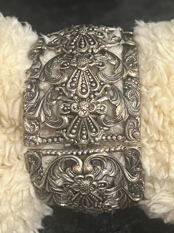 Vintage CZECHOSLAVOKIA Ornate Wide Bangle Bracelet