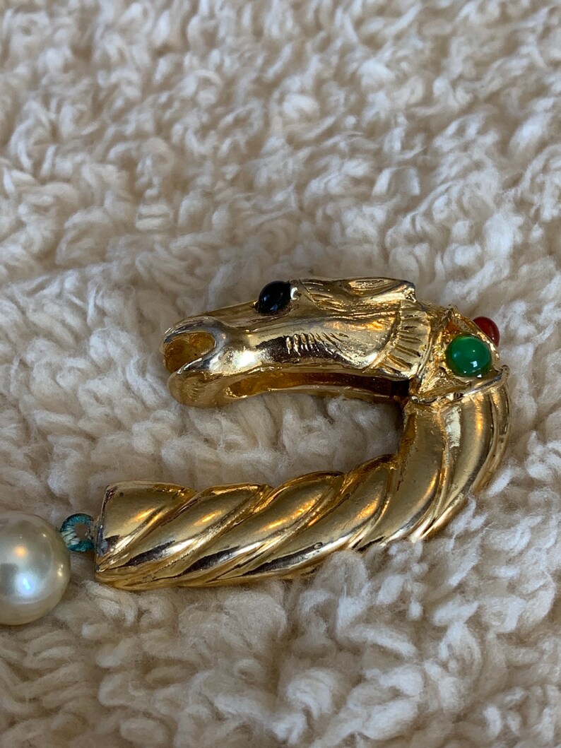 LES BERNARD Horse Head Faux Pearl Cabochon Necklace 3.22.2