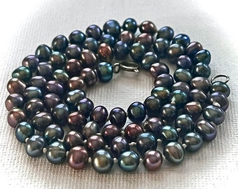 JCM Sterling Silver Freshwater PEACOCK Pearls Necklace