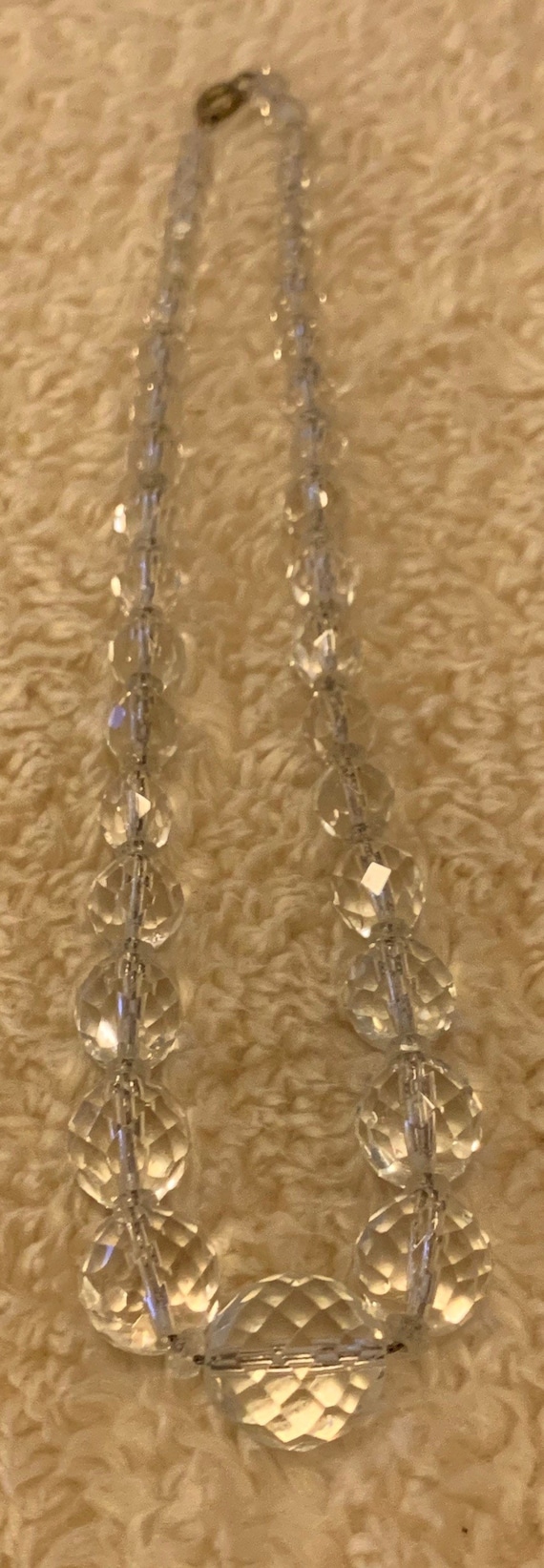 Vintage Glass FACETED Beaded Graduated Clear Glass