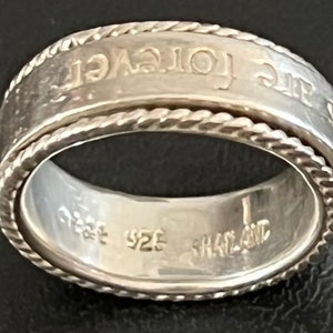 Vintage T&T Signed Sterling Silver 925 SPINNER Ring “Friends Are Forever” Thailand Tested
