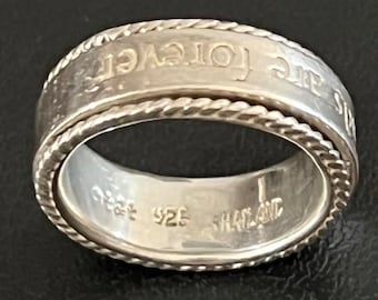 Vintage T&T Signed Sterling Silver 925 SPINNER Ring “Friends Are Forever” Thailand Tested