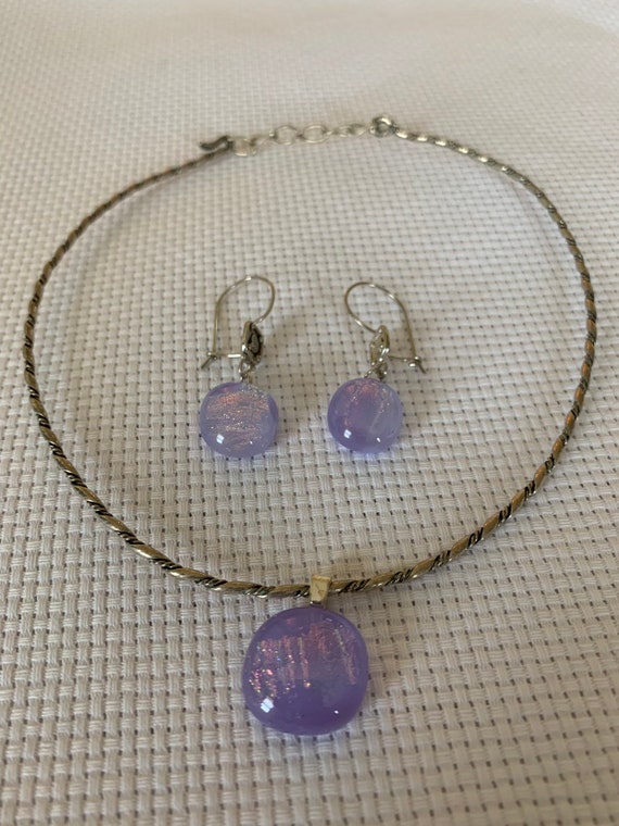 Vintage Sterling Silver 925 Purple Puffy AB Laven… - image 2