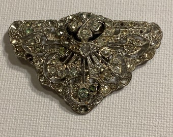ANTIQUE Art Deco Rhinestones Scarf Clip UNIQUE Design