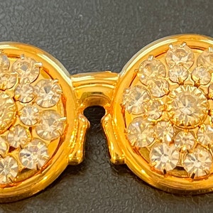 RARE Simon Chang Rhinestones Eyeglasses Brooch Glass Faceted Design Gold Tone Signed